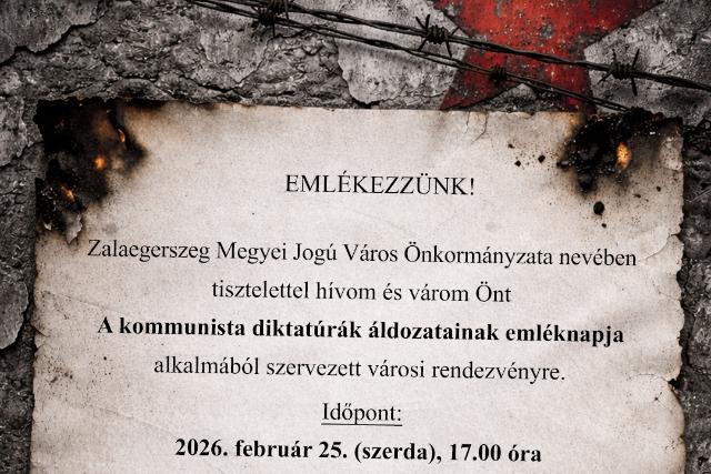 A kommunista diktatúrák áldozataira emlékeznek Zalaegerszegen