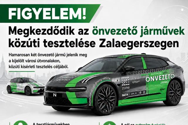 Figyelem! Elkezdődik az önvezető járművek közúti tesztelése Zalaegerszegen