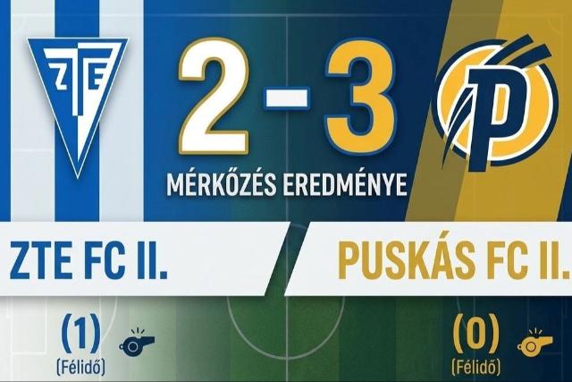 Kétgólos előnyről szenvedett vereséget a ZTE FC II.