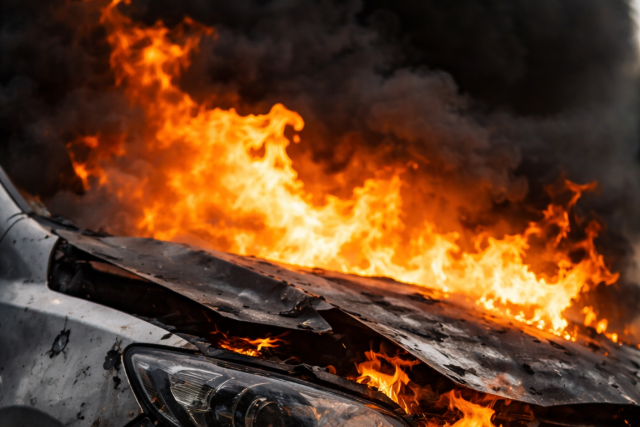 Egy pók okozott pánikot az M7-esen – az autó felborult és lángra kapott